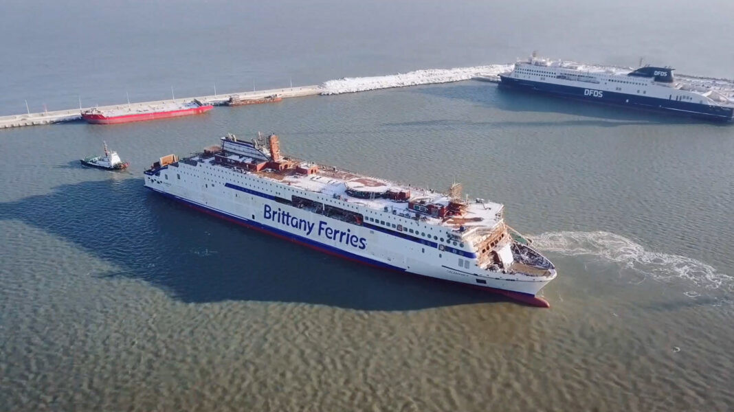 Mise à l’eau du Salamanca, futur navire de Brittany Ferries propulsé au GNL